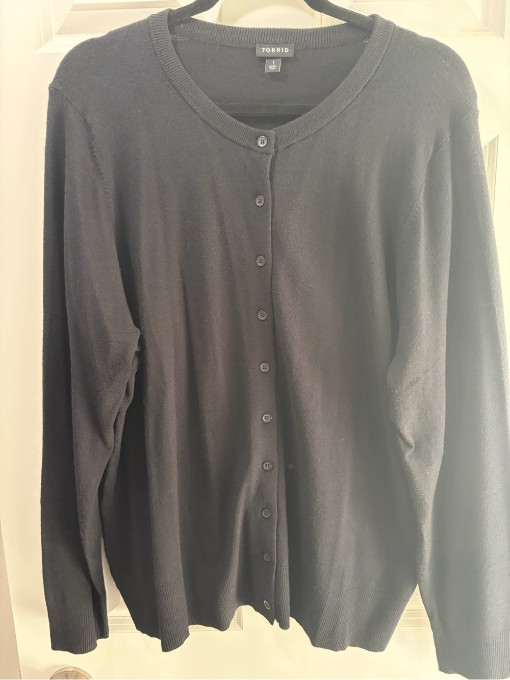 Torrid Black Ribbed Button Cardigan